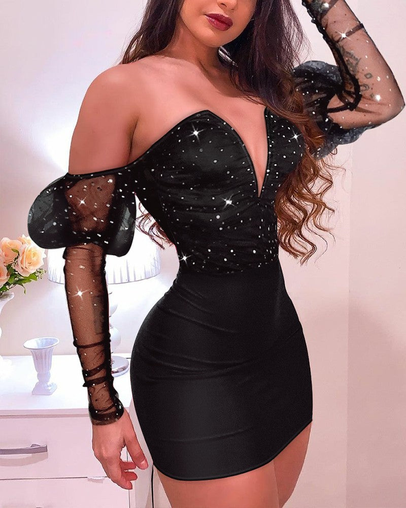 Sparkle V-Neck Bodycon Dress